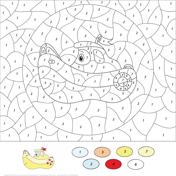 Cute Cartoon Ship Color by Number image