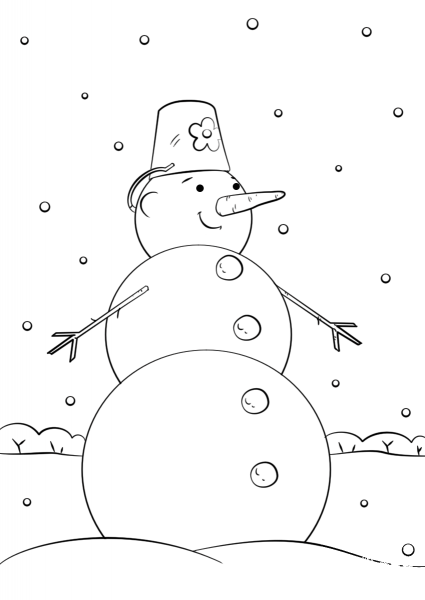 Cute Cartoon Snowman coloring page image