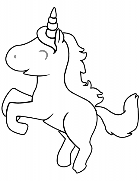 Cute Cartoon Unicorn coloring page image