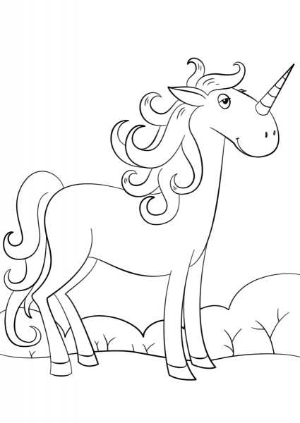 Cute Cartoon Unicorn coloring page image