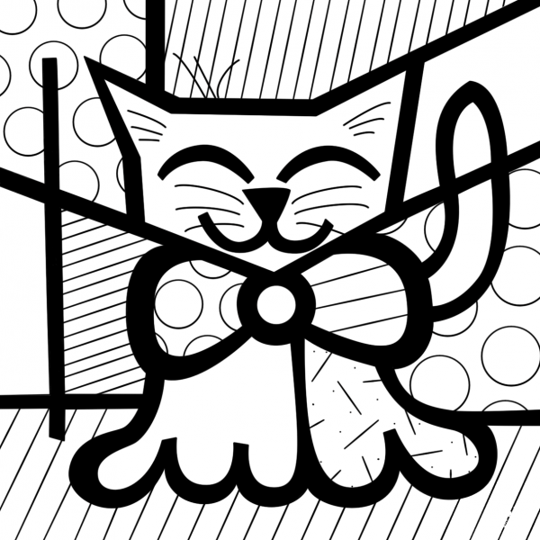 Cute Cat by Romero Britto coloring page image
