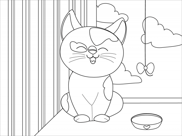 Cute Cat coloring page image