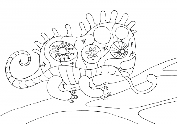 Cute Chameleon coloring page image