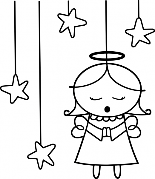 Cute Christmas Angel coloring page image