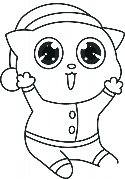 Cute Christmas Cat coloring page image