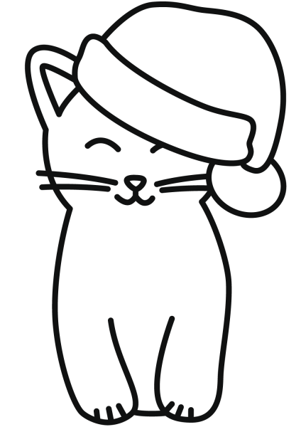 Cute Christmas Cat in the Hat coloring page image