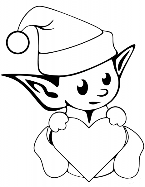 Cute Christmas Elf coloring page image
