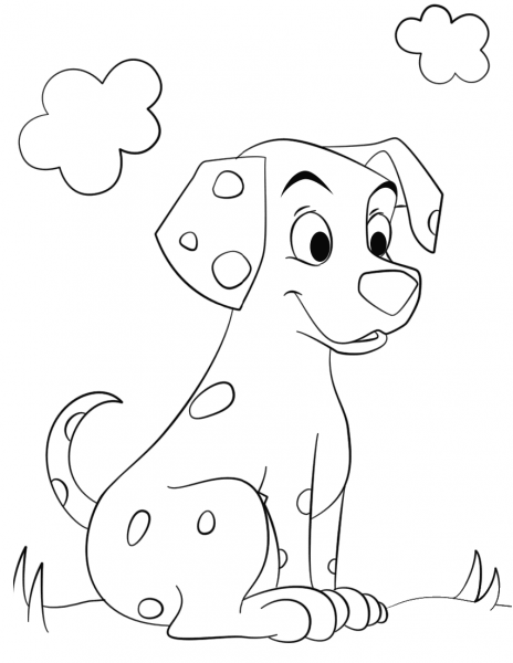 Cute Dalmatian Dog coloring page image