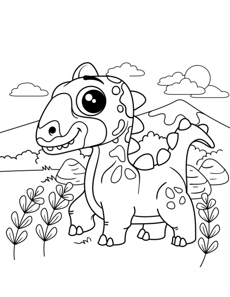 Cute Dinosaur coloring page image