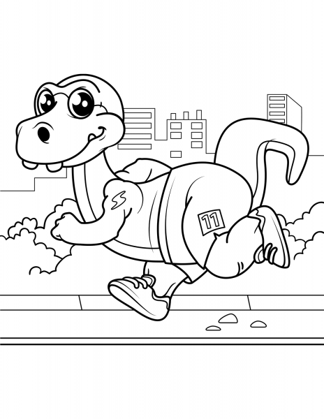 Cute Dinosaur Runner coloring page image