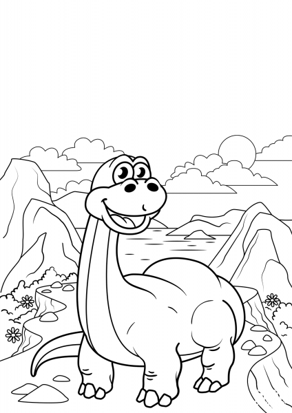 Cute Diplodocus coloring page image