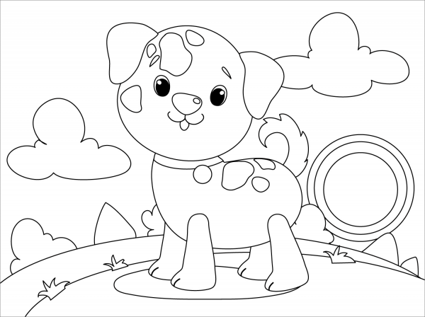 Cute Dog coloring page image