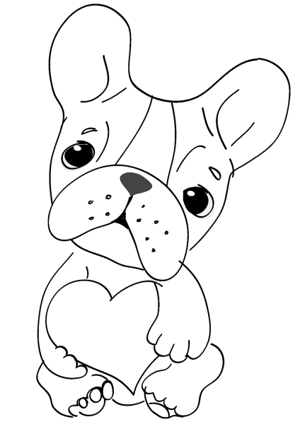 Cute Dog with Heart coloring page image