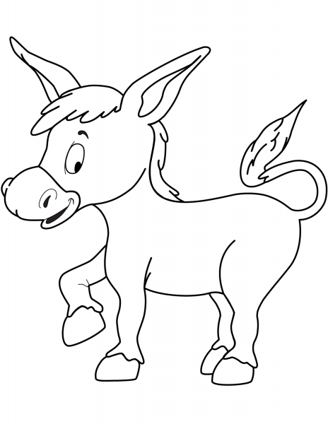 Cute Donkey coloring page image