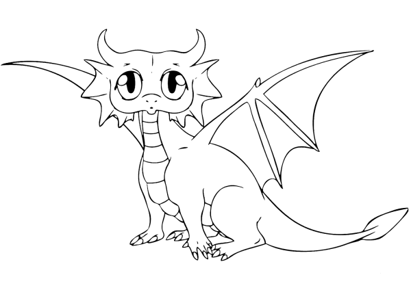 Cute Dragon coloring page image