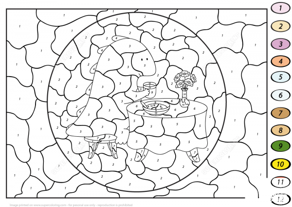Cute Dragon Eating His Breakfast Color by Number image