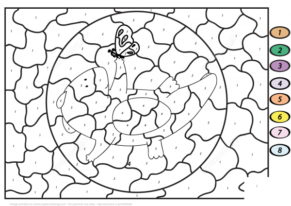 Cute Dragon with Butterfly Color by Number image