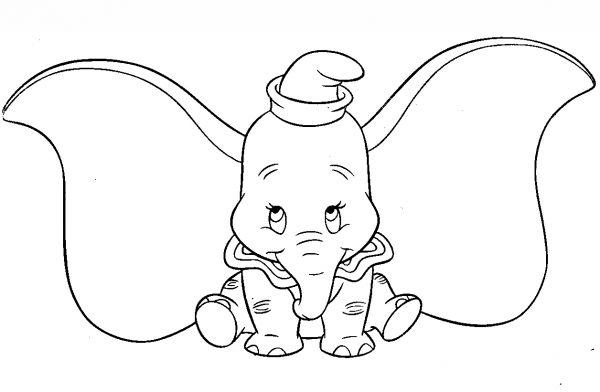 Cute Dumbo coloring page image