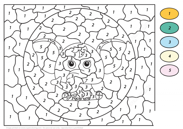 Cute Elephant Color by Number image