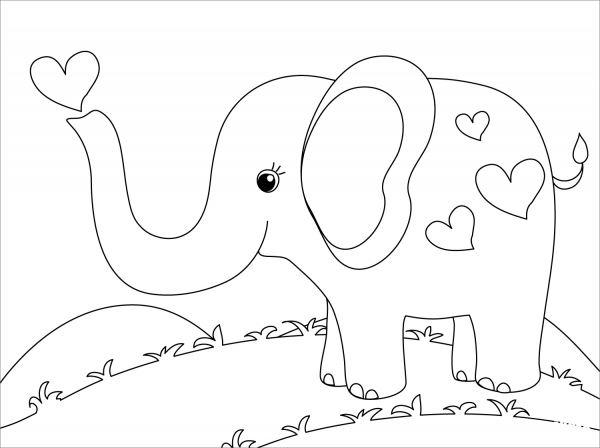 Cute Elephant coloring page image
