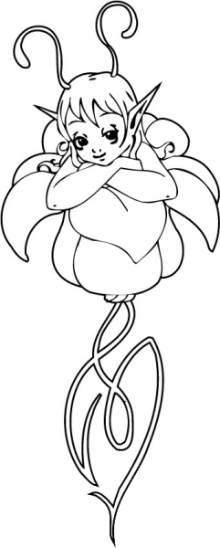 Cute Elf Girl coloring page image