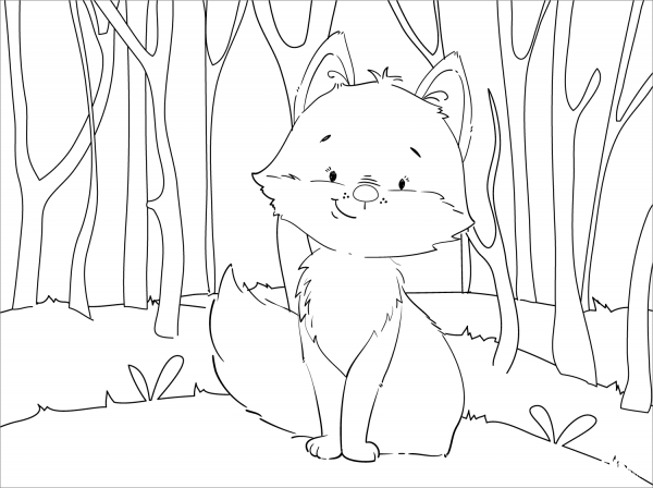 Cute Fox coloring page image