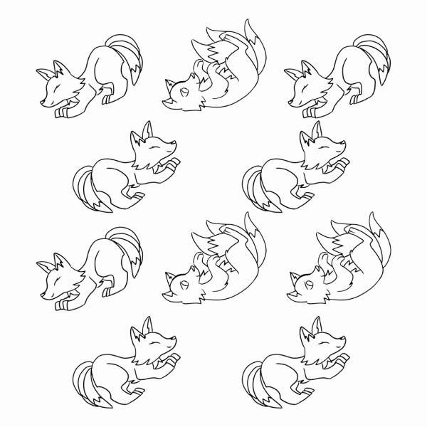 Cute Fox Cub Pattern coloring page image