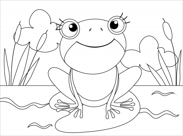 Cute Frog coloring page image