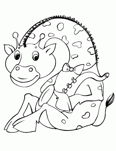 Cute Giraffe Sitting coloring page image