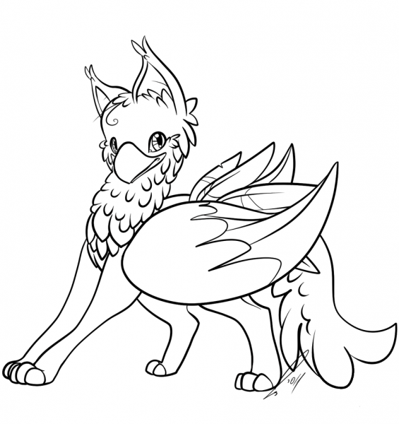 Cute Gryphon coloring page image