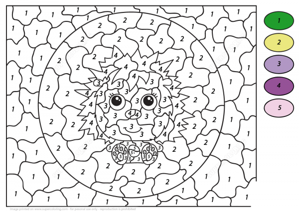 Cute Hedgehog Color by Number image