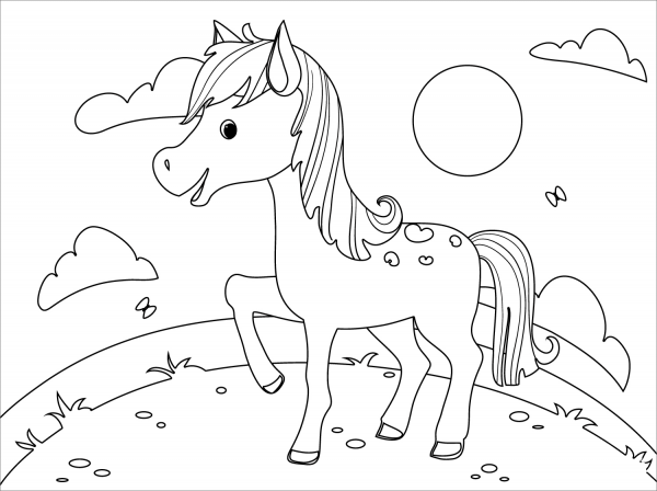 Cute Horse coloring page image