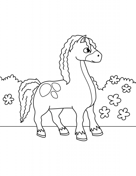 Cute Horse coloring page image