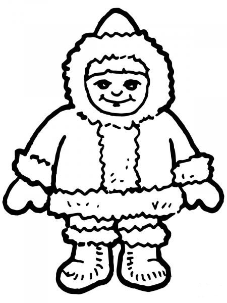 Cute Inuit Boy coloring page image