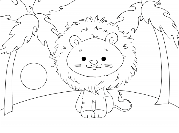 Cute Lion coloring page image