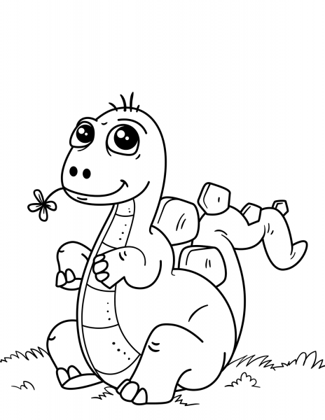 Cute Little Dinosaur coloring page image