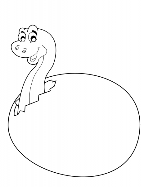 Cute Little Dinosaur Hatching from Egg coloring page image