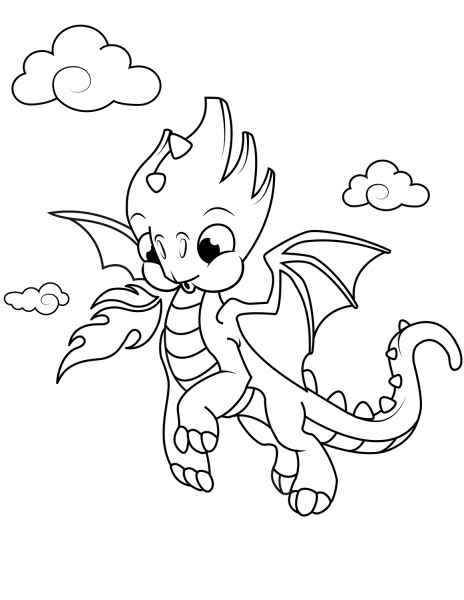 Cute Little Dragon coloring page image