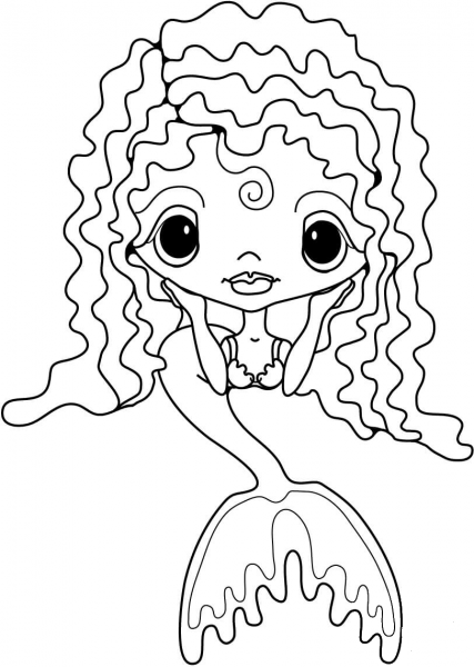 Cute Little Mermaid coloring page image