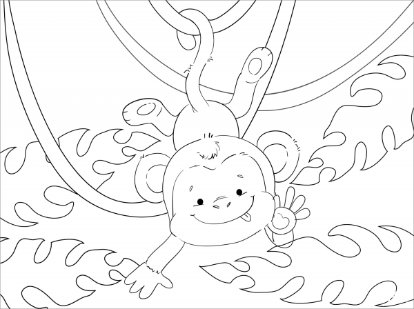 Cute Monkey coloring page image