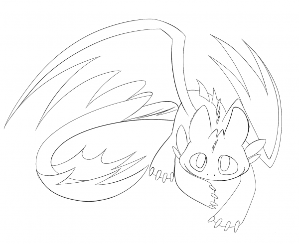 Cute Night Fury Dragon coloring page image