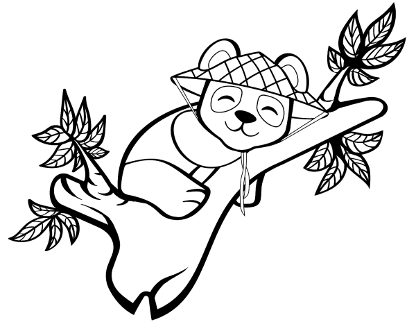 Cute Panda on a Tree coloring page image
