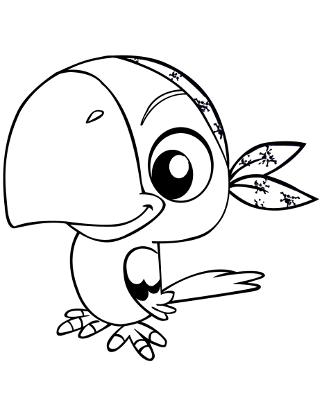 Cute Pirate Parrot coloring page image