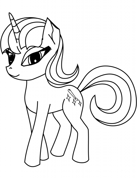 Cute Pony Unicorn coloring page image