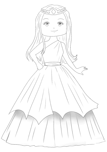 Cute Princess coloring page image
