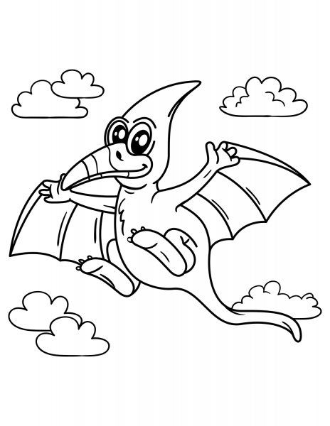Cute Pteranodon coloring page image