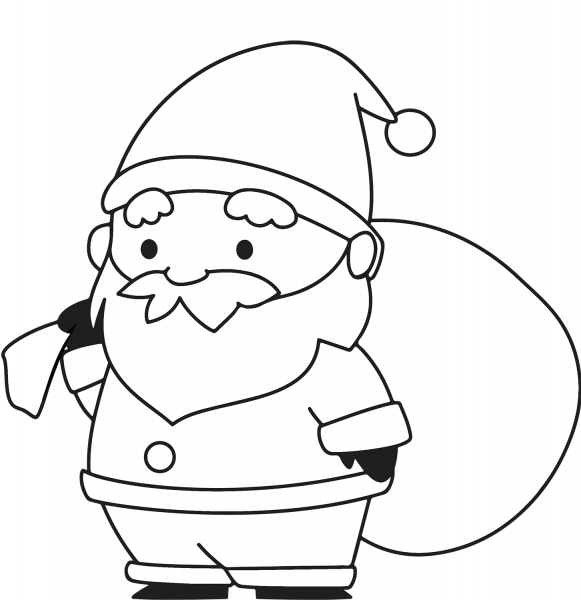 Cute Santa with Sack coloring page image
