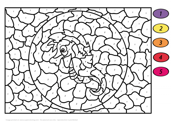 Cute Seahorse Color by Number image