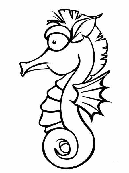 Cute Seahorse coloring page image