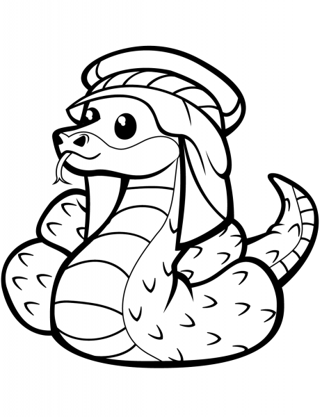 Cute Snake in Kufia coloring page image